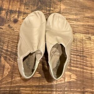 Beige Leather Jazz Flats